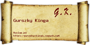 Gurszky Kinga névjegykártya